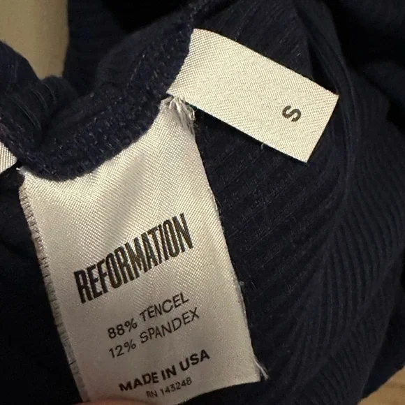Reformation cali navy blue sleeveless turtle neck dress size Small - Picture 7 of 7
